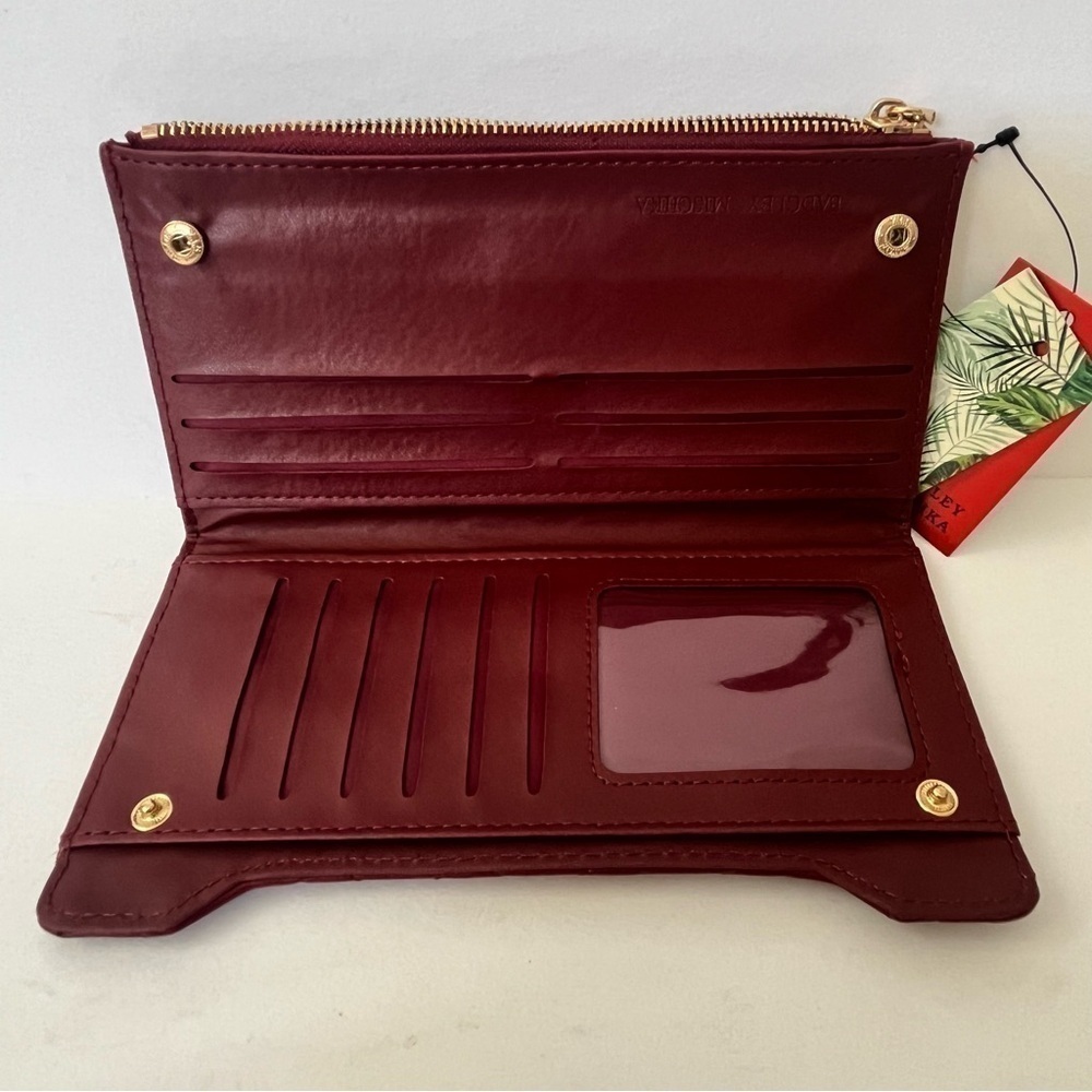 NWT Studio Badgley Mischka Wine Quilted Long Cards Wallet Vegan Leather - Picture 4 of 7